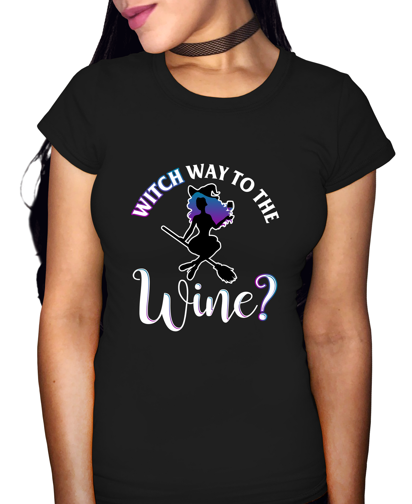 Witch Way To The Wine Adult Short Sleeve Tee