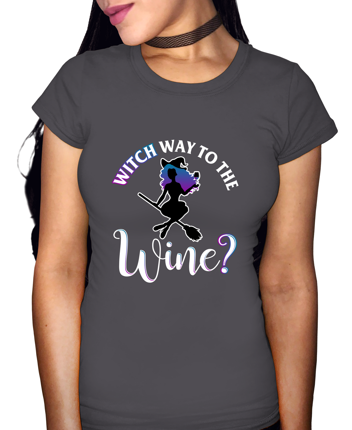 Witch Way To The Wine Adult Short Sleeve Tee