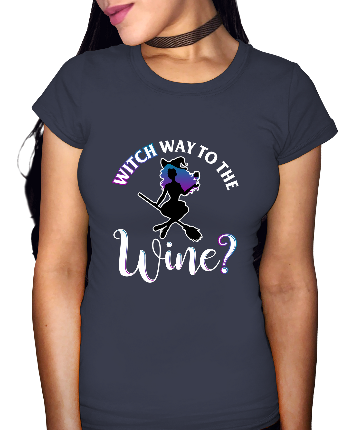 Witch Way To The Wine Adult Short Sleeve Tee