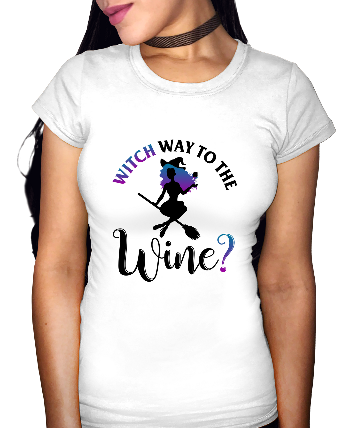 Witch Way To The Wine Adult Short Sleeve Tee
