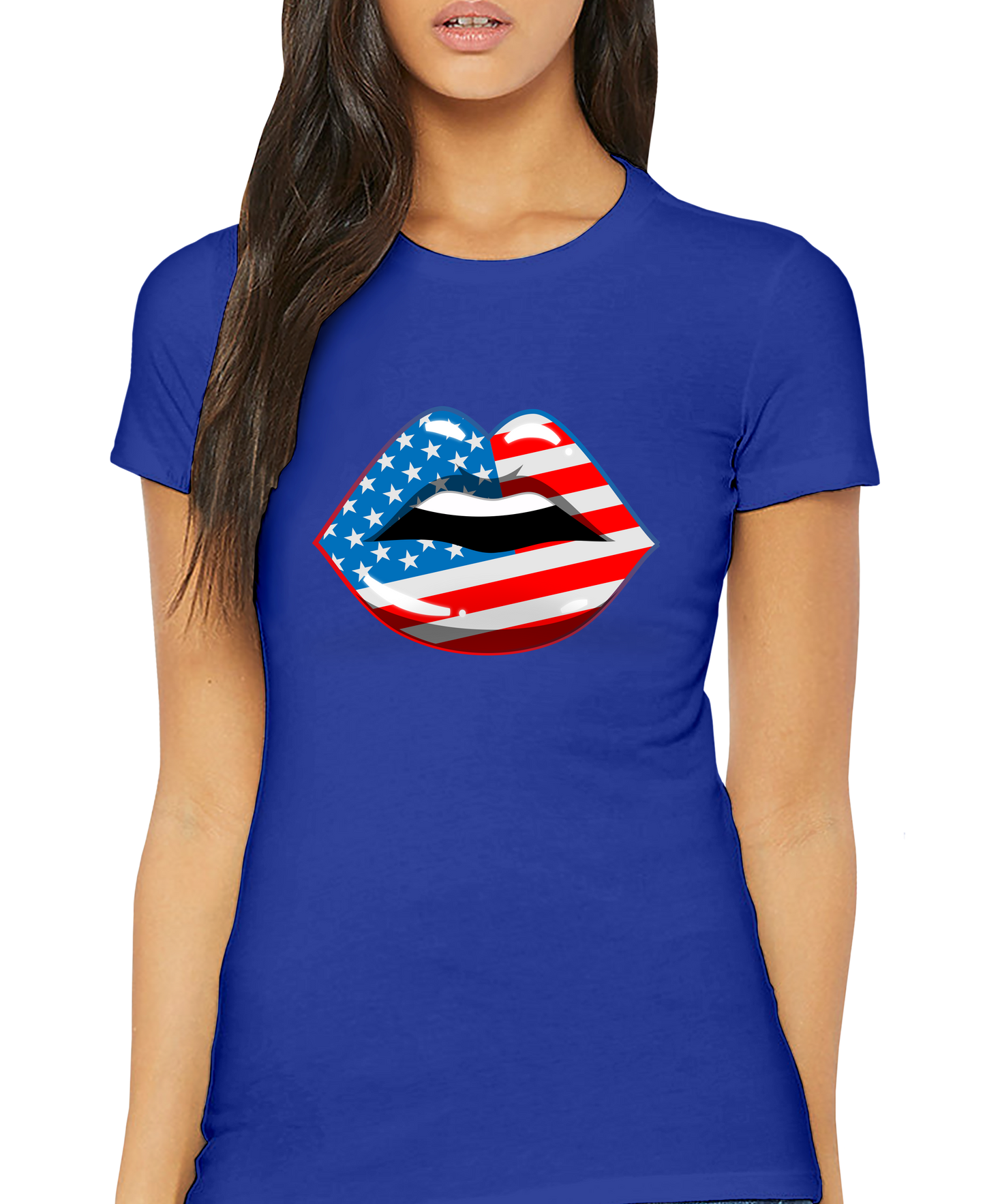 American Flag Lips Adult Short Sleeve Tee