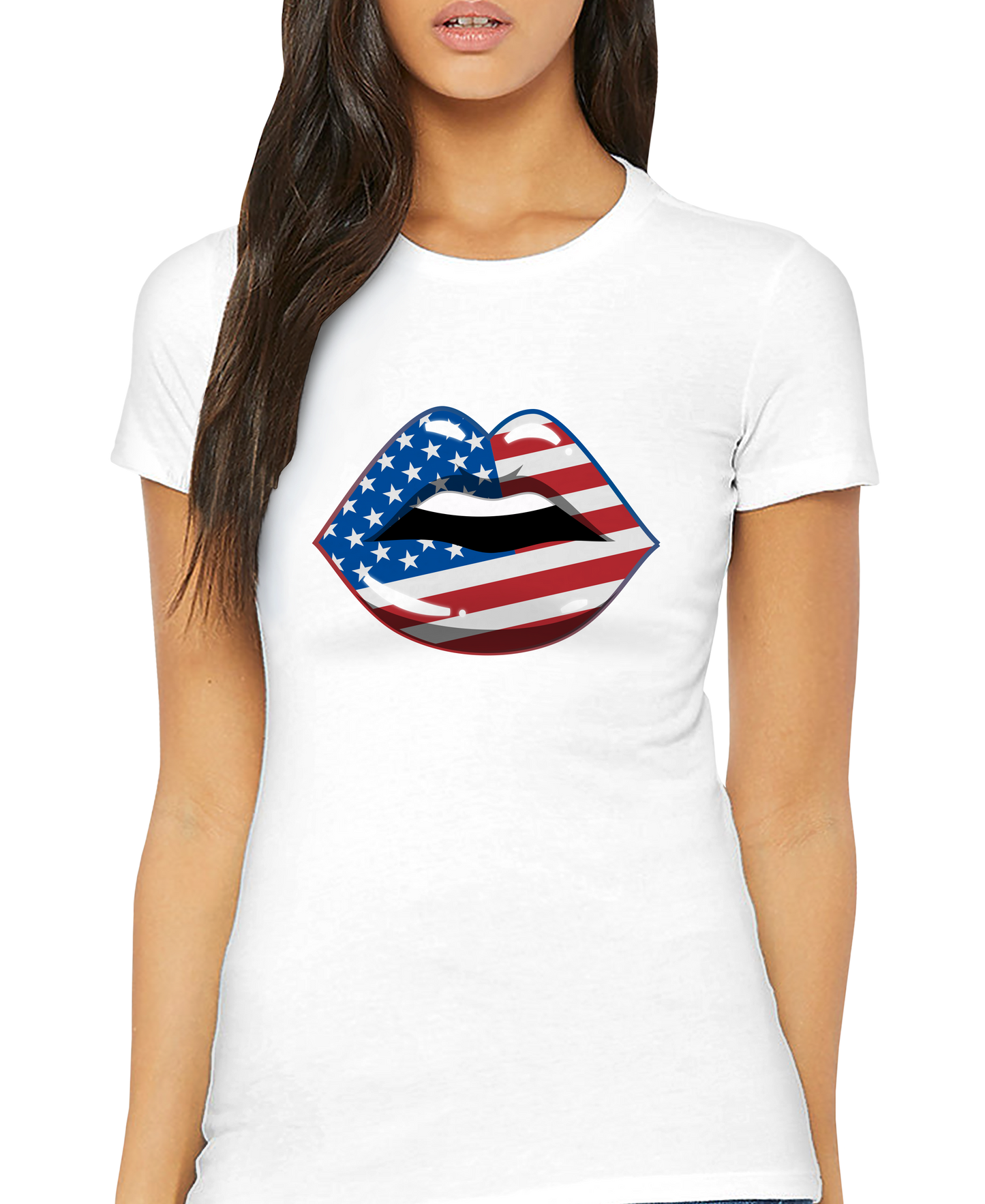 American Flag Lips Adult Short Sleeve Tee