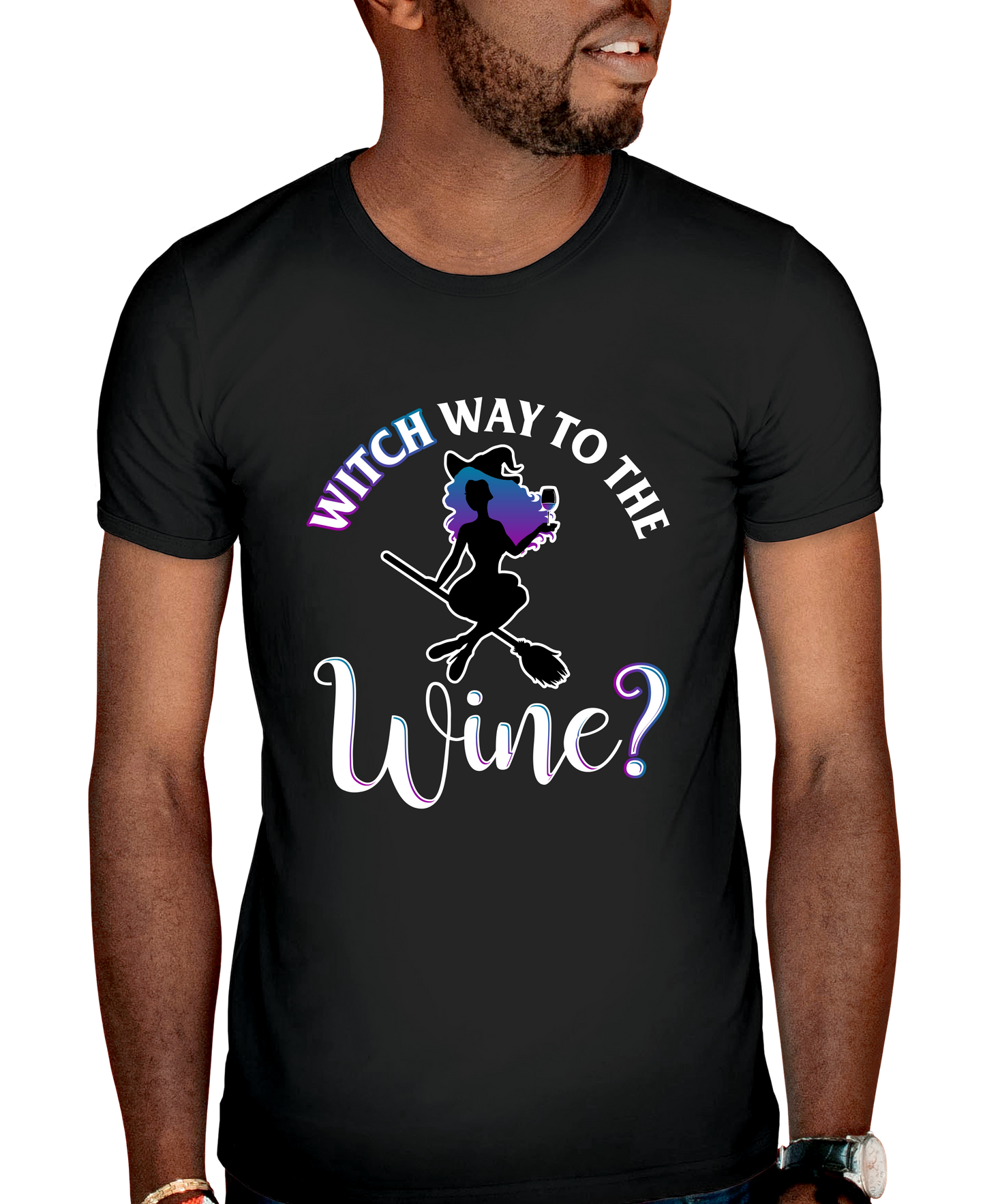 Witch Way To The Wine Adult Short Sleeve Tee