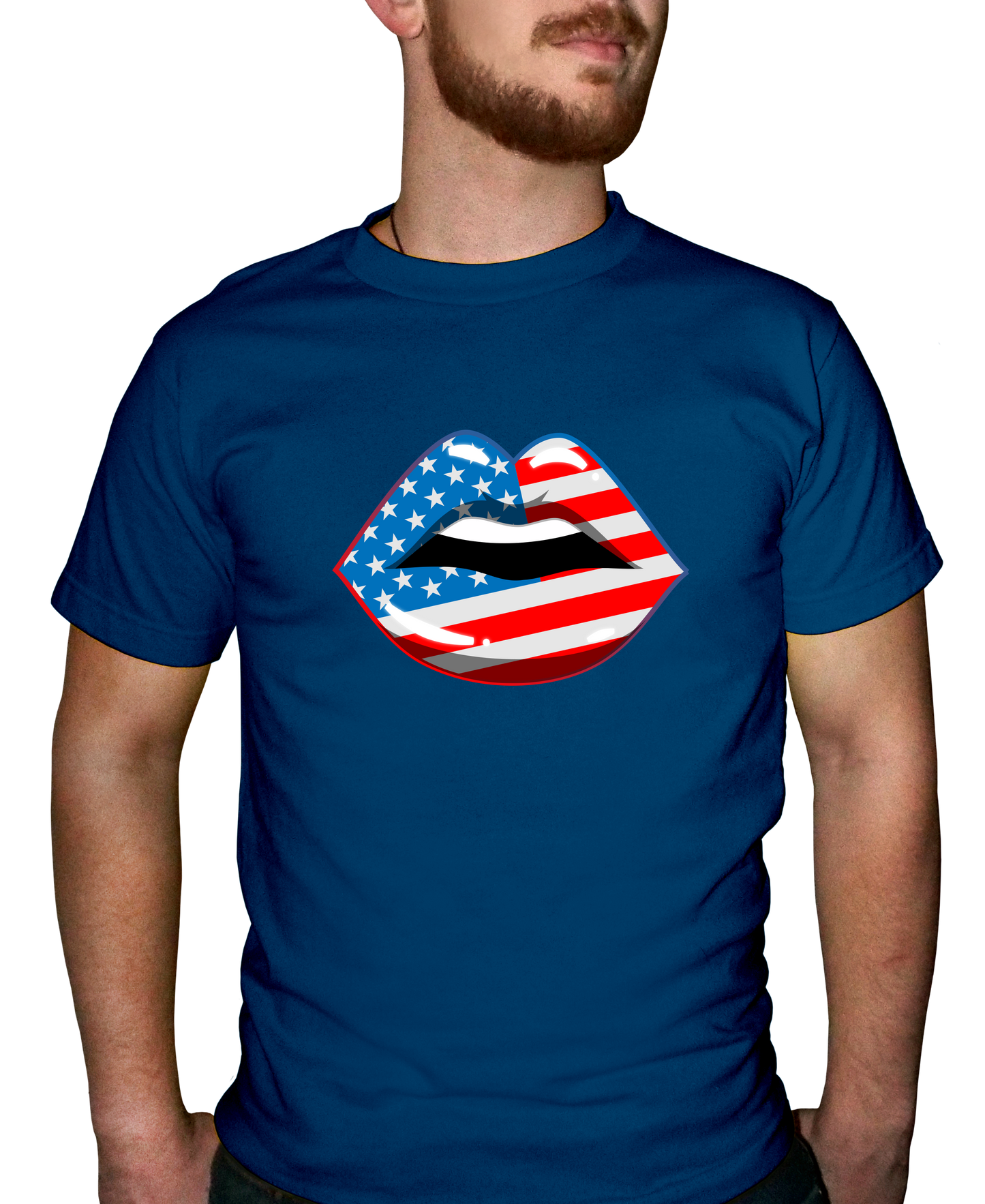 American Flag Lips Adult Short Sleeve Tee