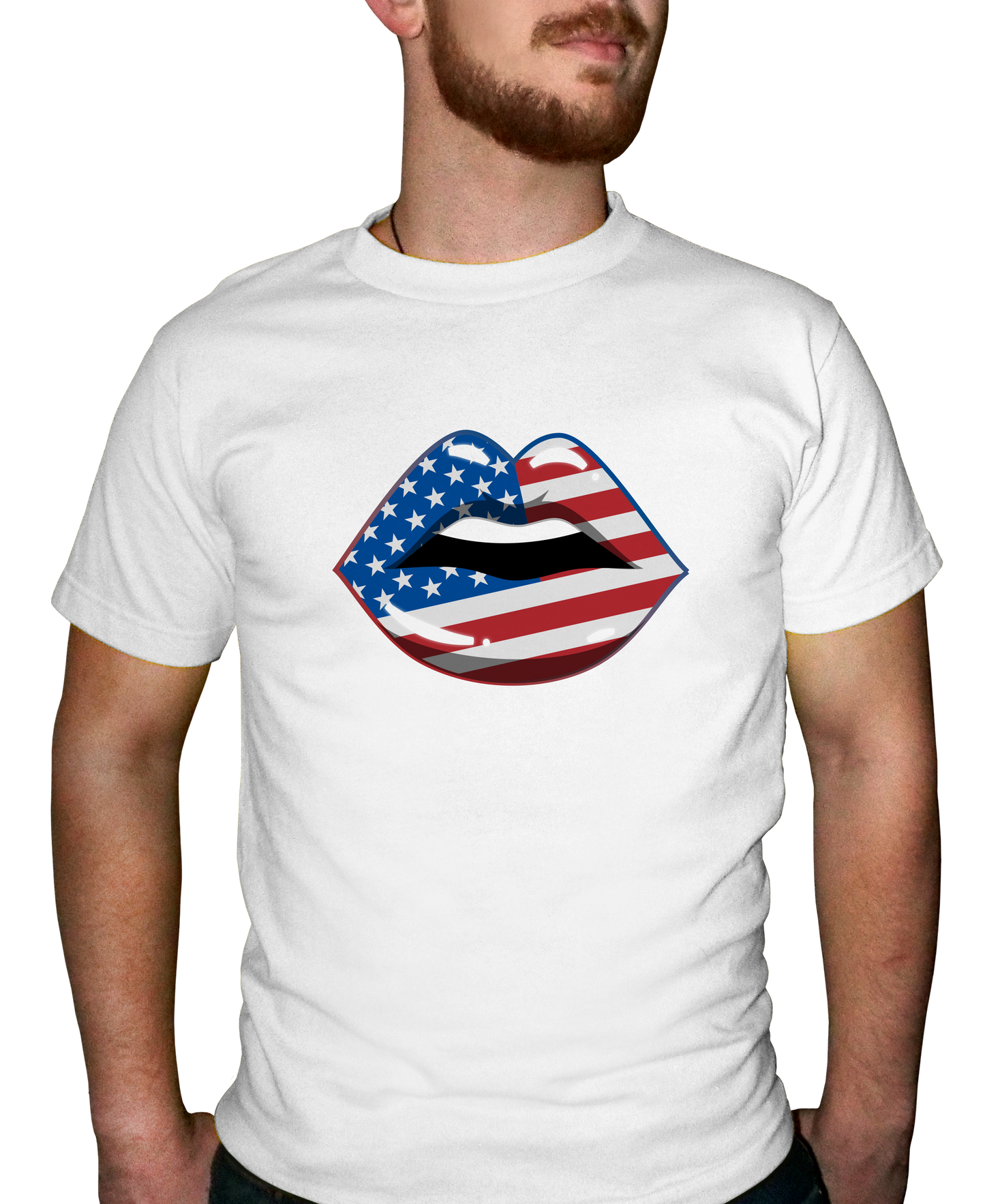American Flag Lips Adult Short Sleeve Tee