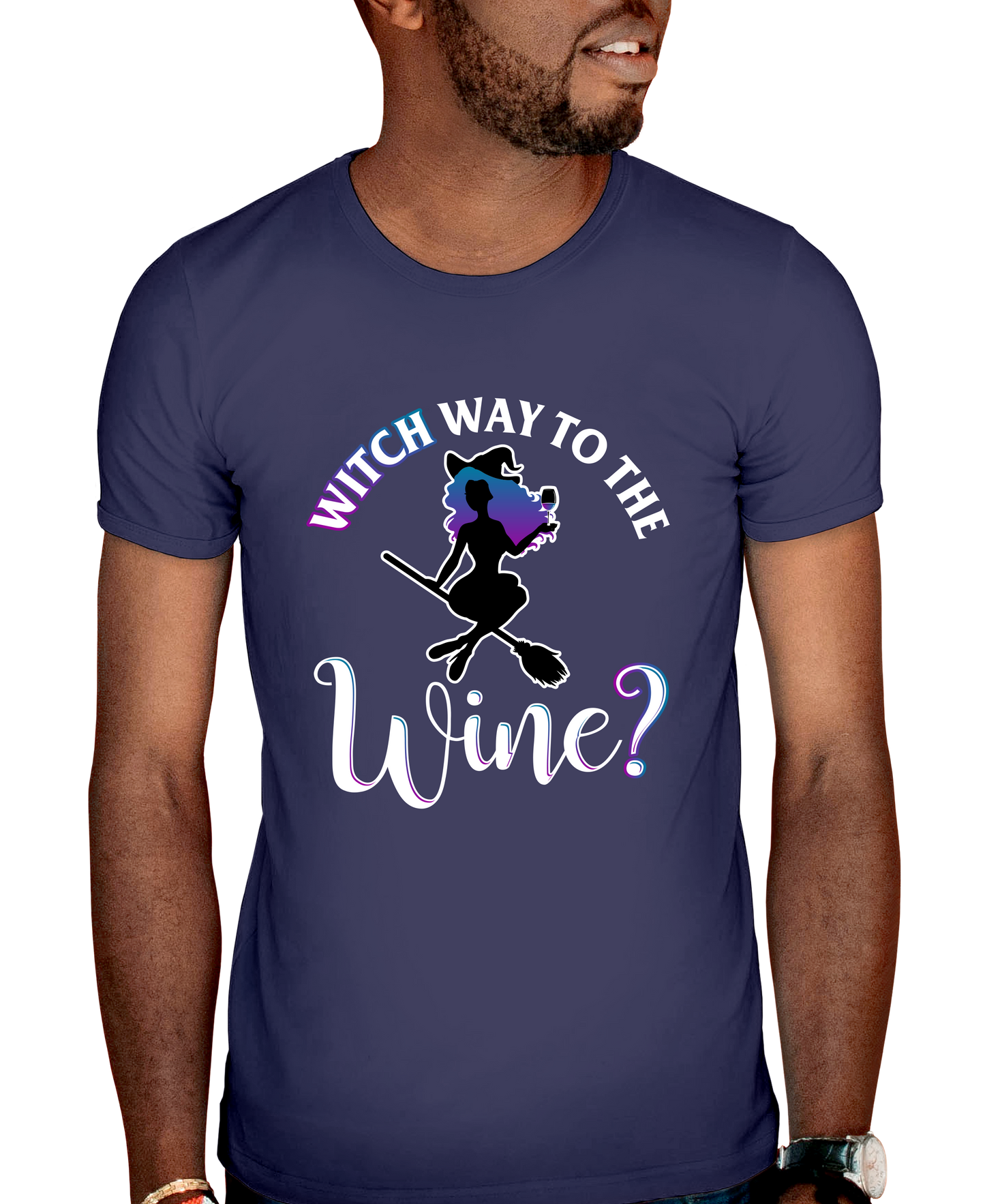Witch Way To The Wine Adult Short Sleeve Tee