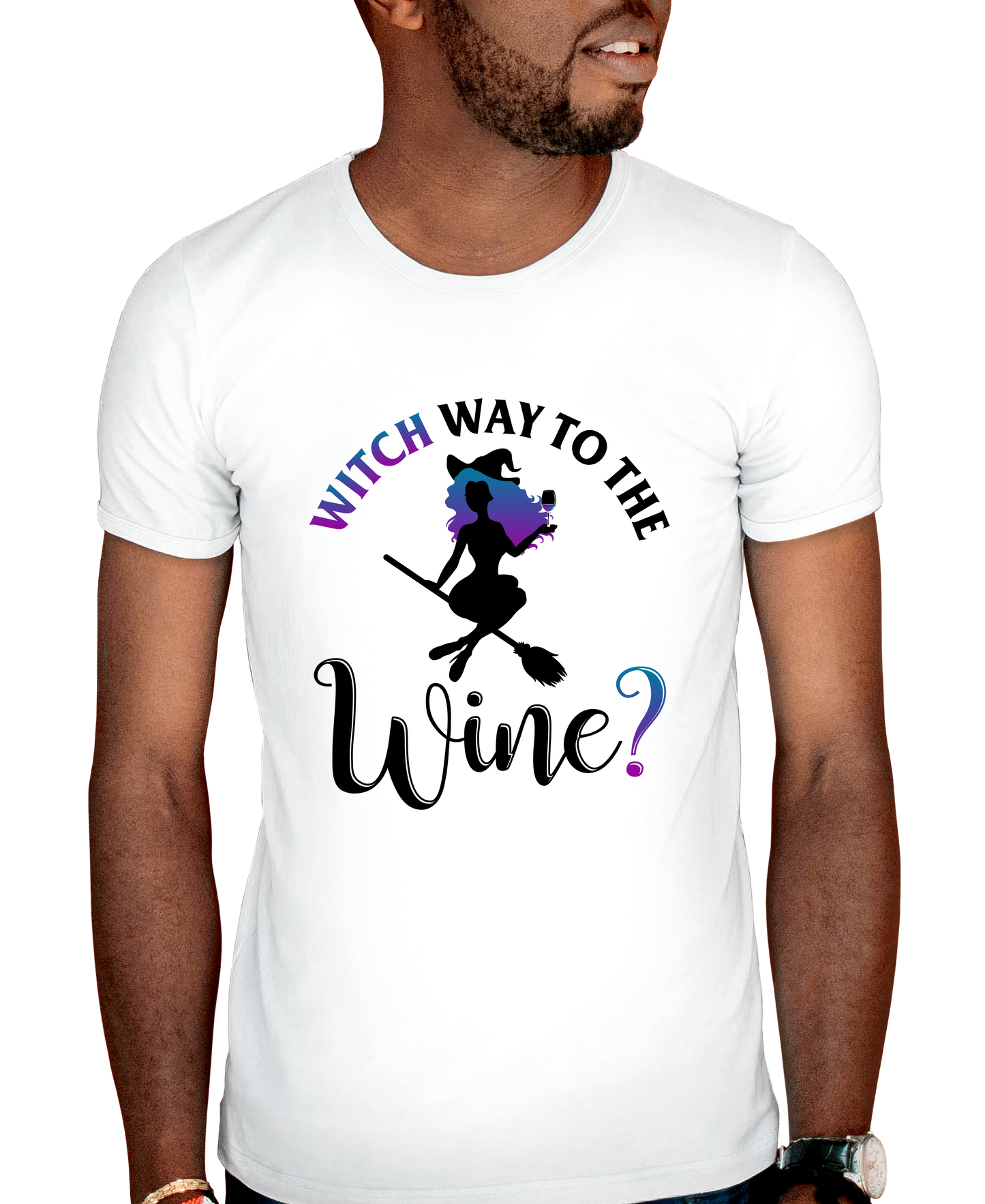 Witch Way To The Wine Adult Short Sleeve Tee