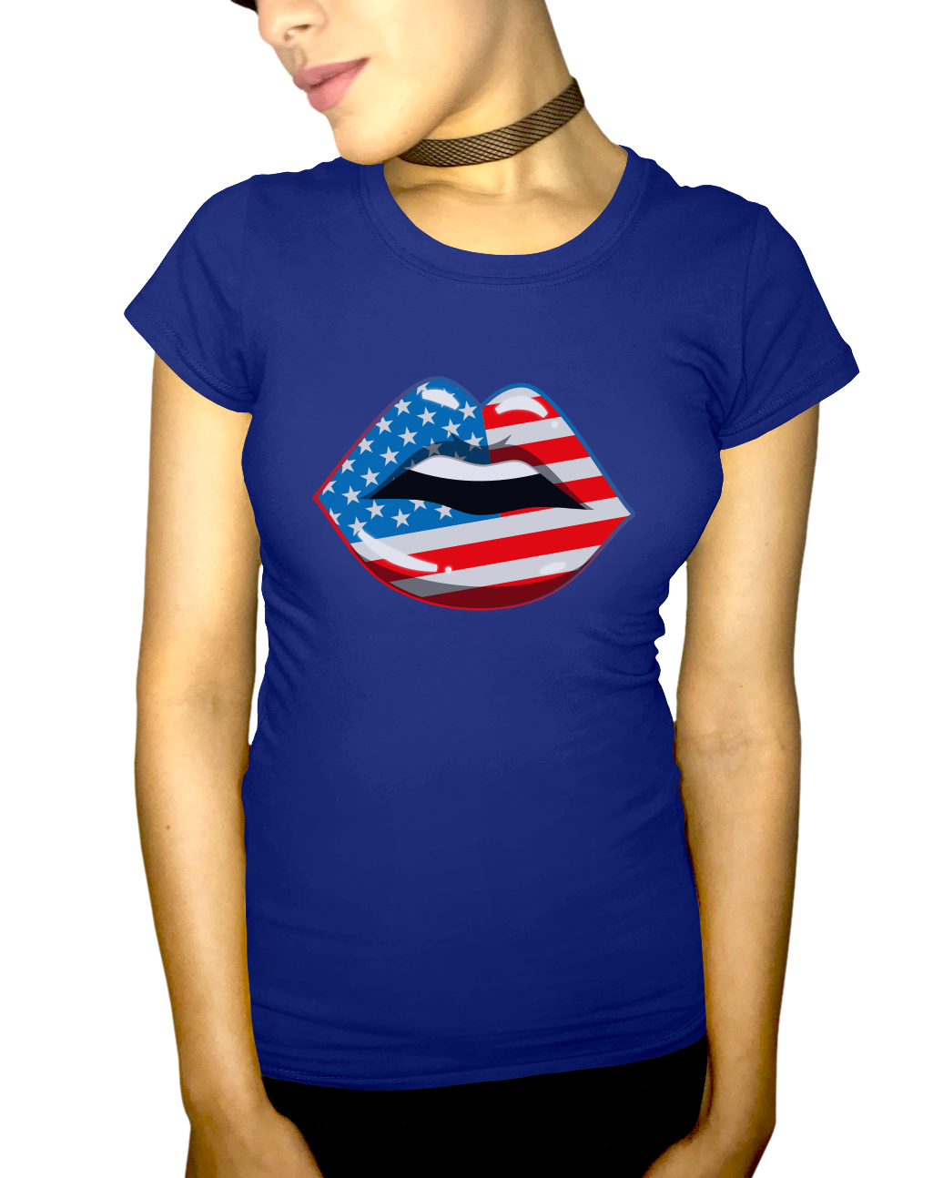 American Flag Lips Adult Short Sleeve Tee